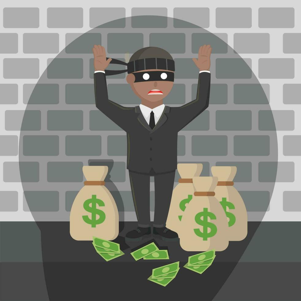 bsuinessman african thief caught design character on white background vector