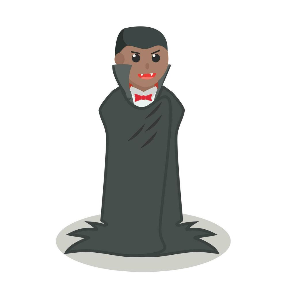 Dracula African Cover His Body With Cloak design character on white background vector