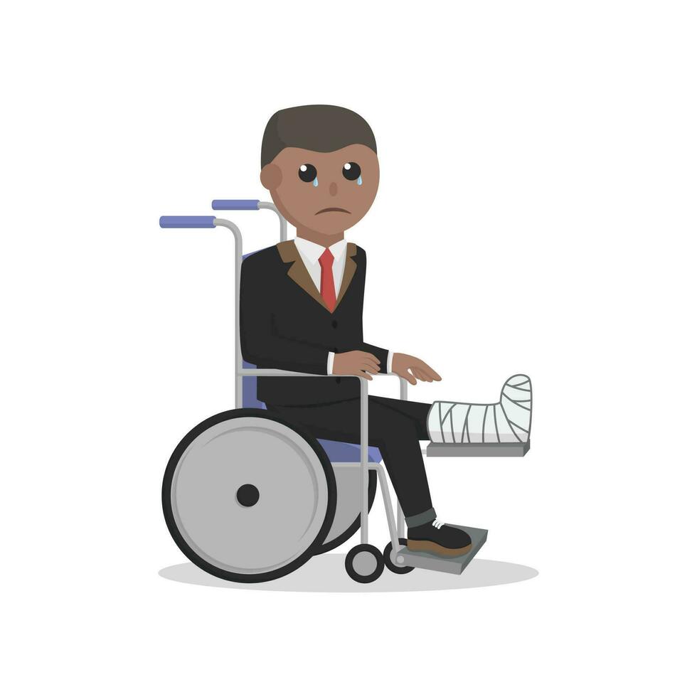 businessman african broken leg in wheelchair design character on white background vector