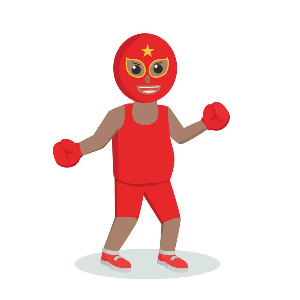 lucha libre africano pulla diseño personaje en blanco antecedentes vector