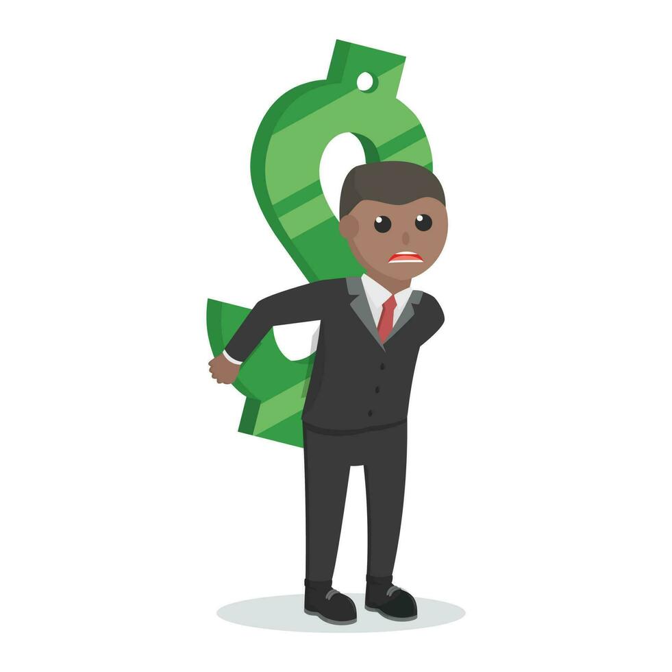 businessman african carrying the gold dollars design character on white background vector