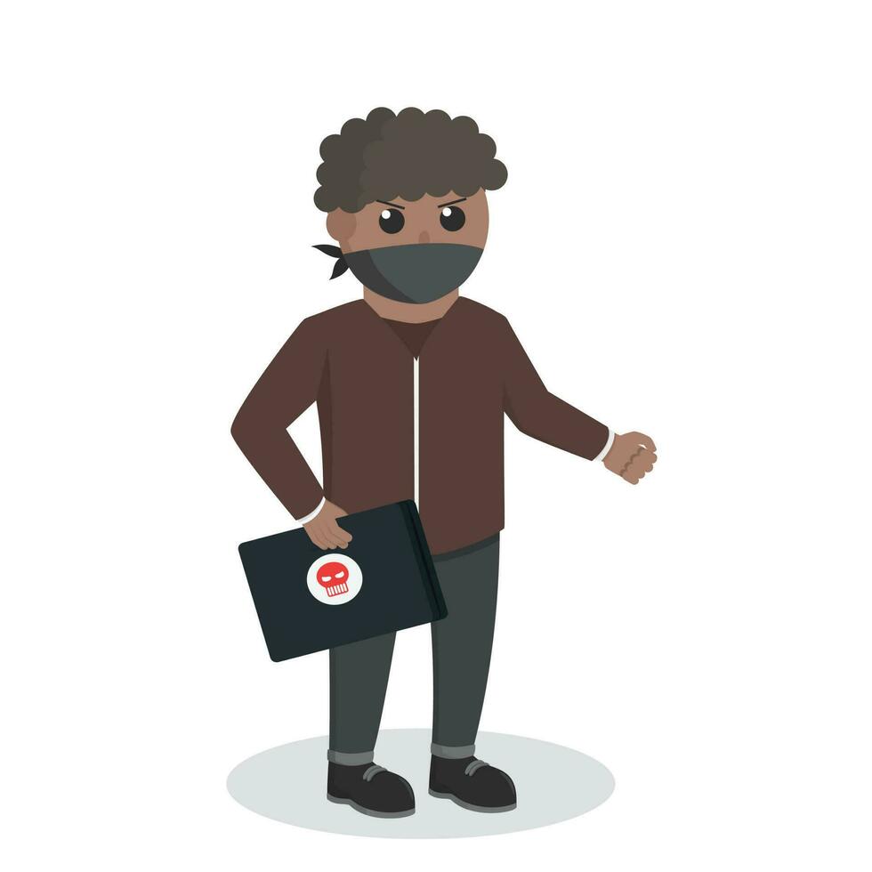 Hacker african job design character on white background vector