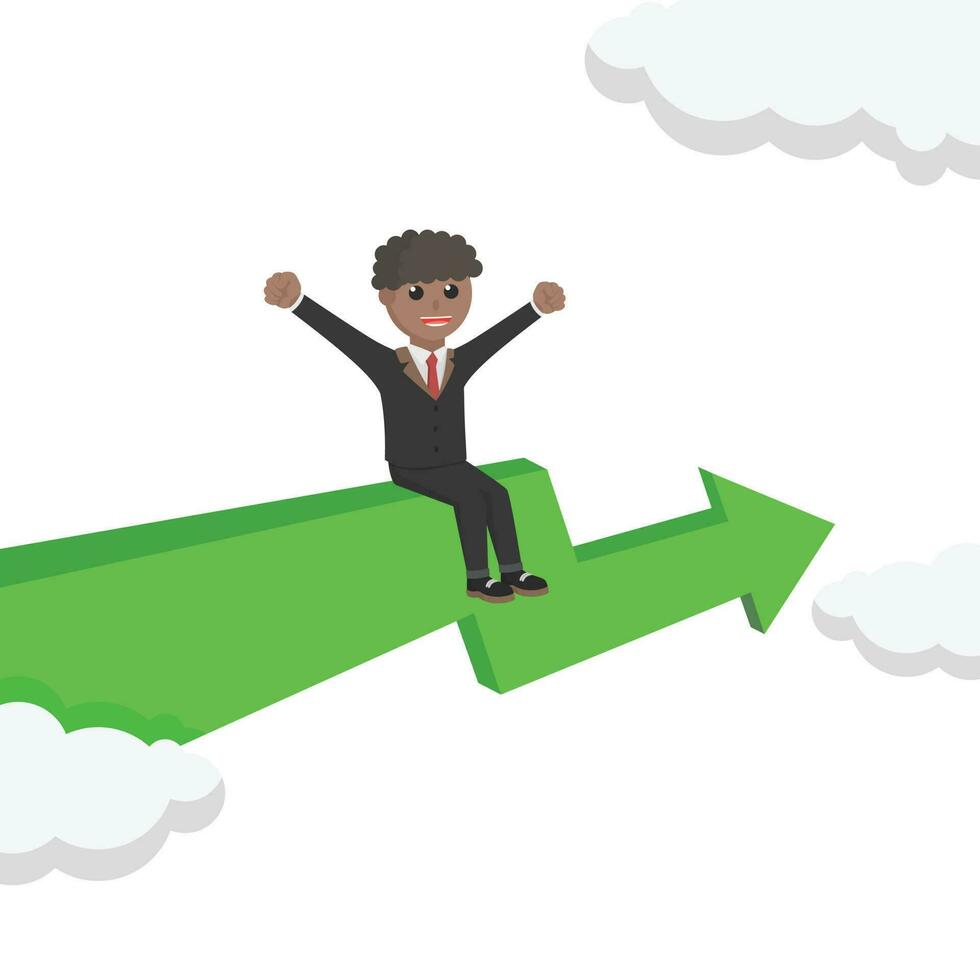businessman african enjoyed up progress design character on white background vector