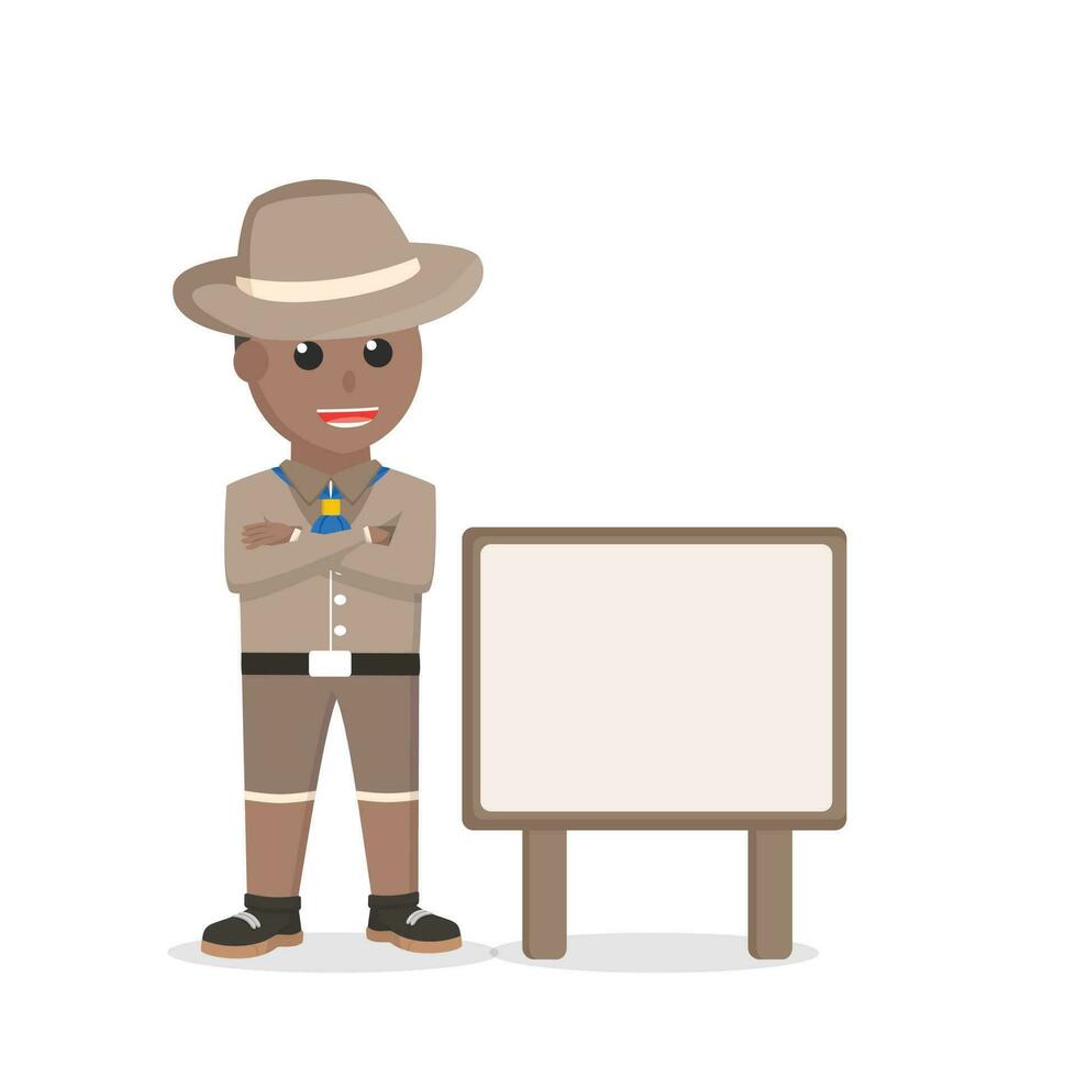 boy scout african and sign design character on white background vector