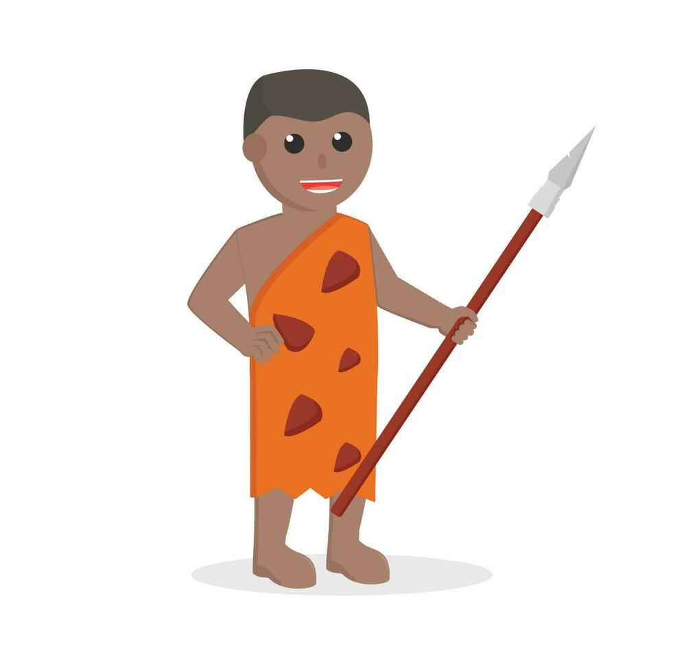 Cave Man african with spears design character on white background vector