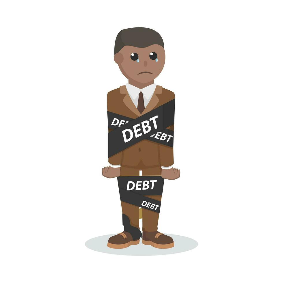 businessman african bound debt design character on white background vector