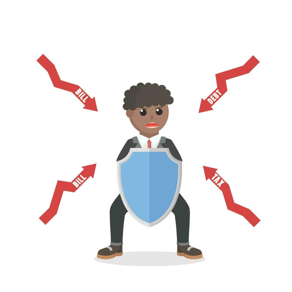 businessman african defense from bill design character on white background vector