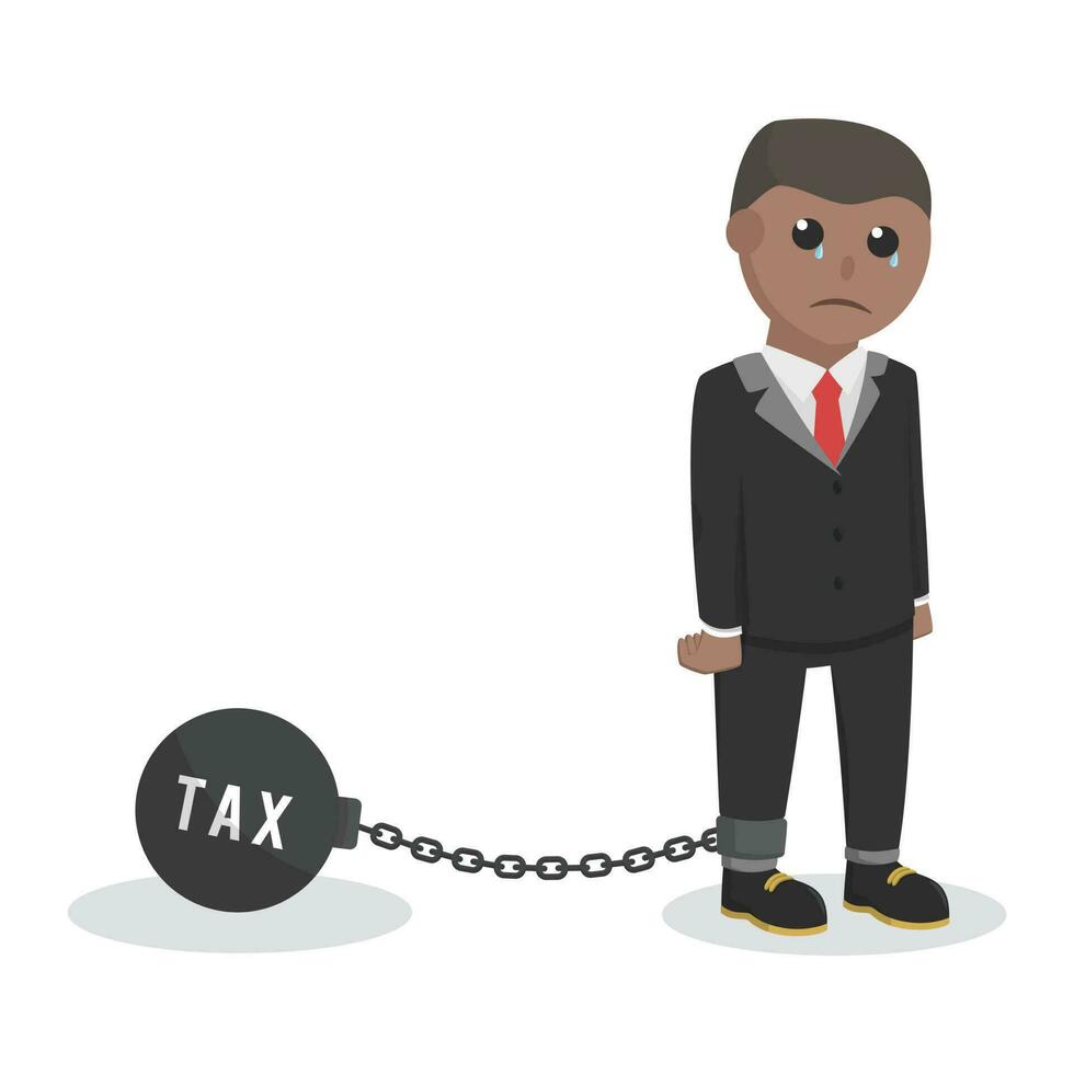 businessman african with tax burden ball design character on white background vector