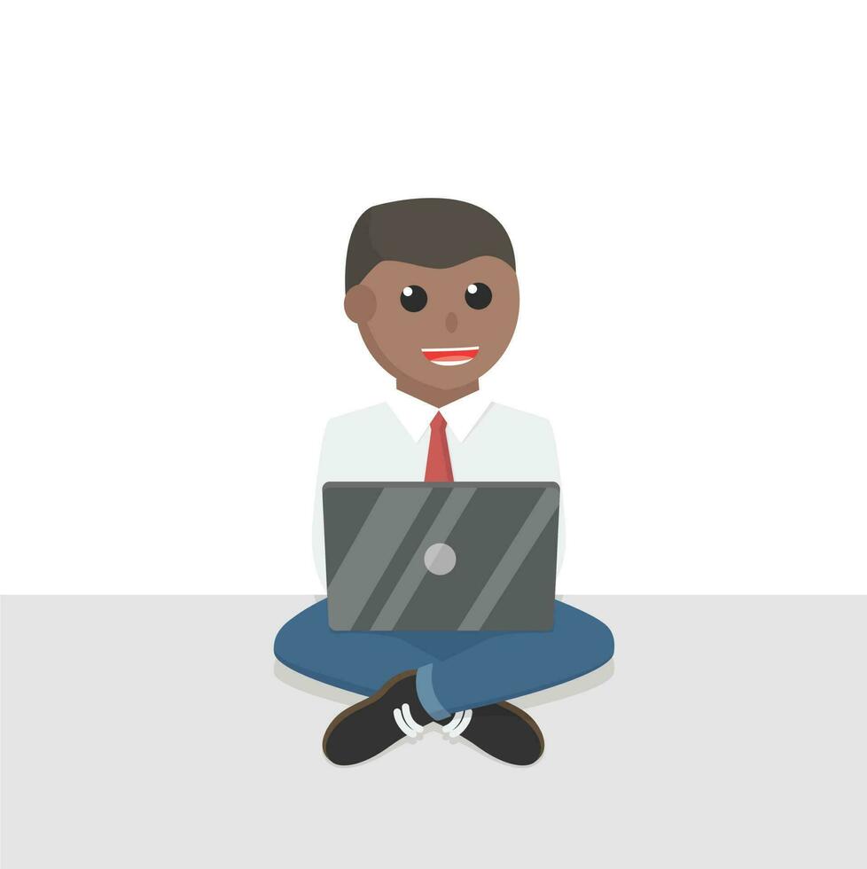 businessman african work by laptop design character on white background vector