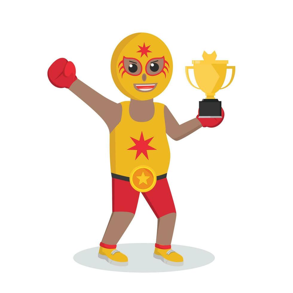 lucha libre african winner champion design character on white background vector