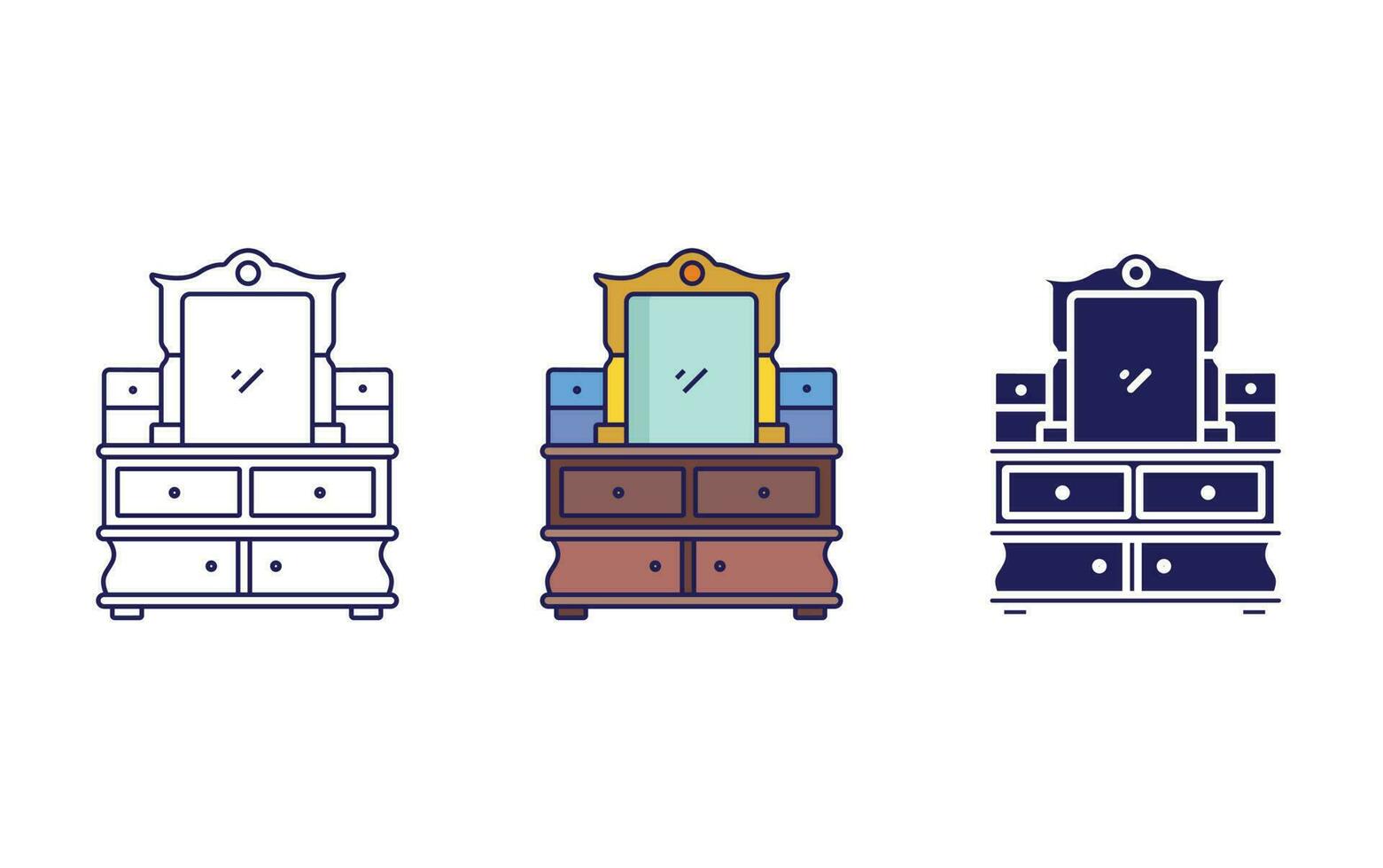 dressing table retro vector icon