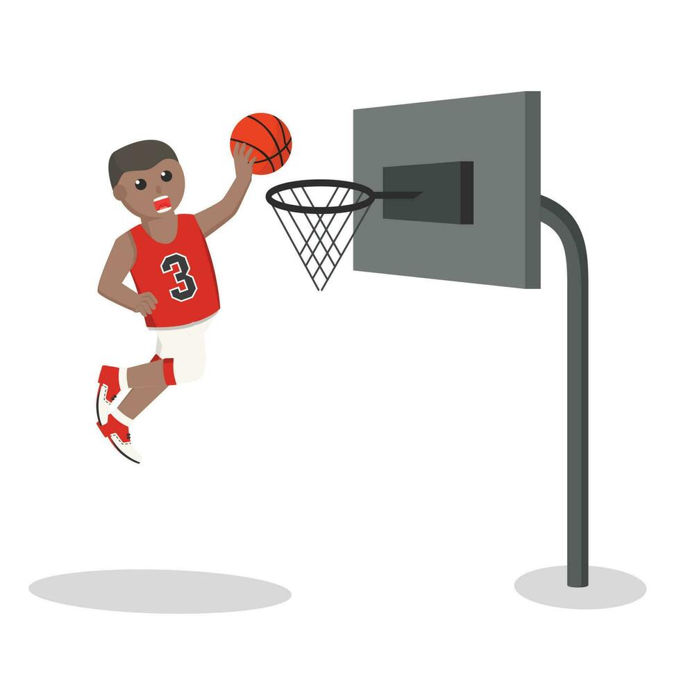 basketball player african slam dunk design character on white background vector