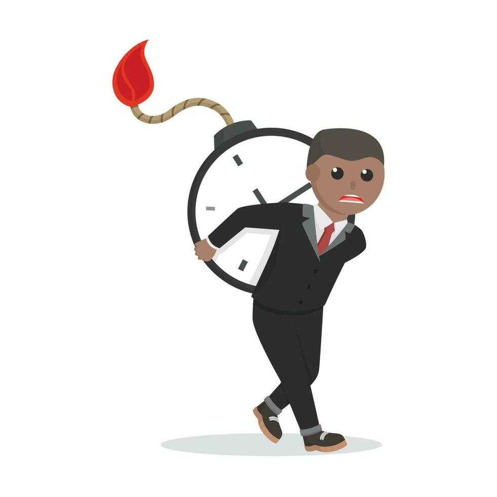 businessman african carrying a bomb time design character on white background vector