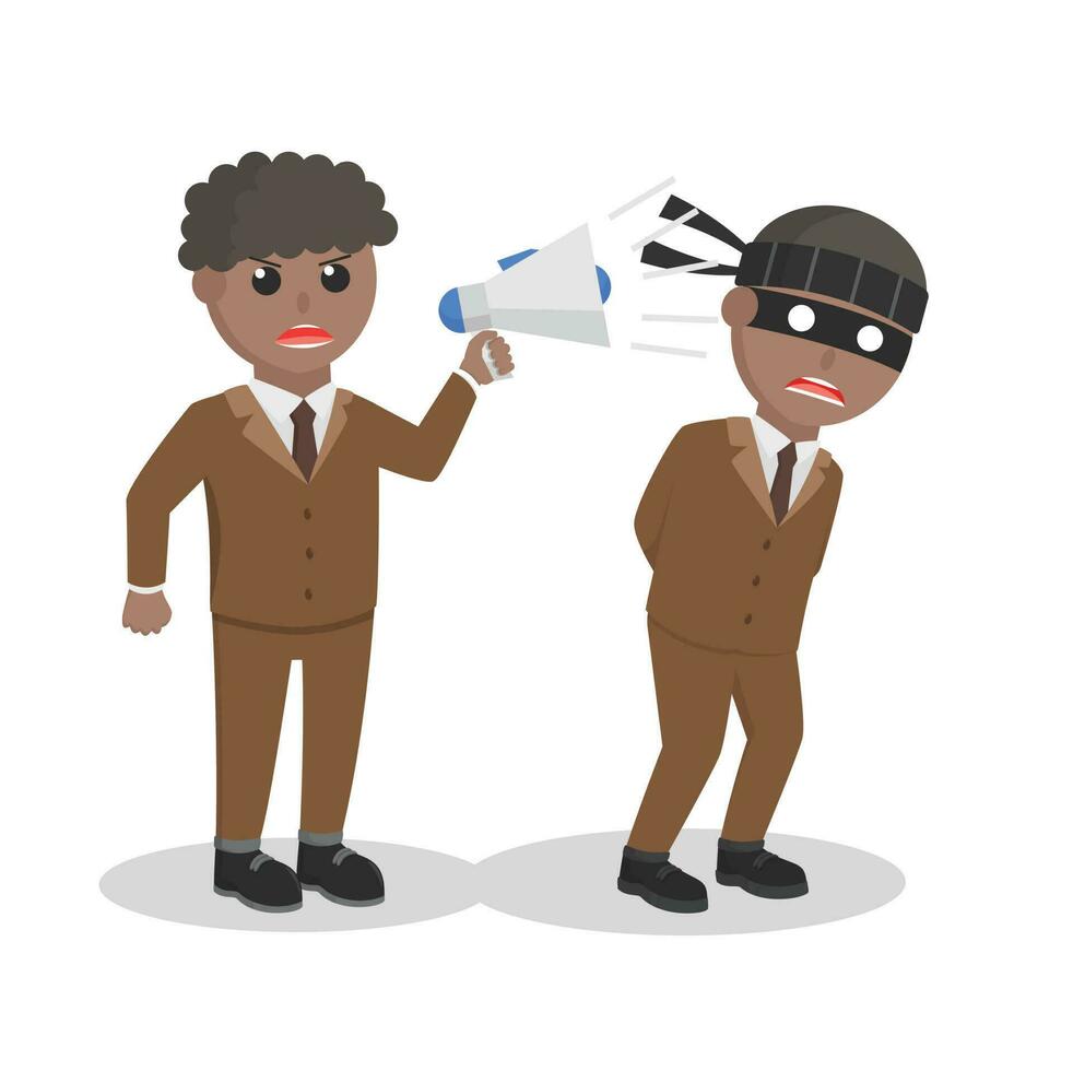 businessman african thief caught in the office design character on white background vector