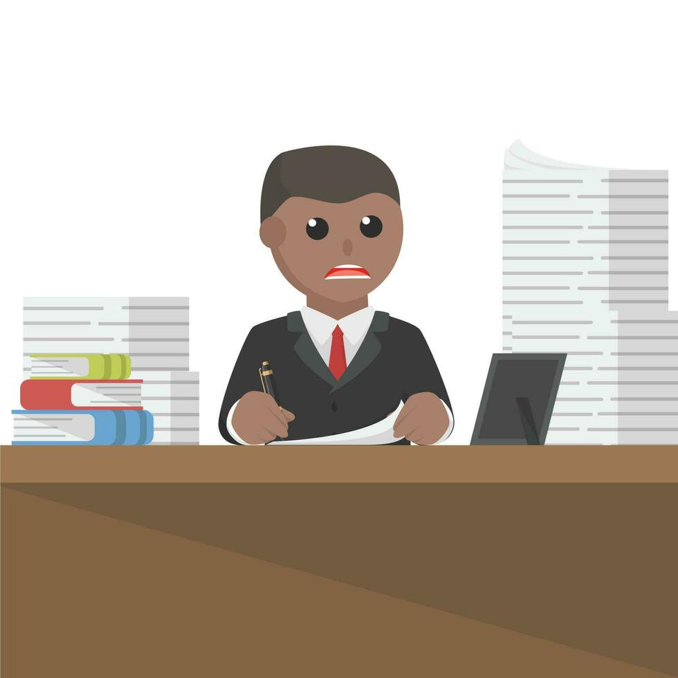 businessman african too tired to work design character on white background vector