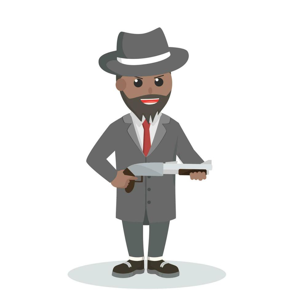 crime boss African holding a shotgun design character on white background vector