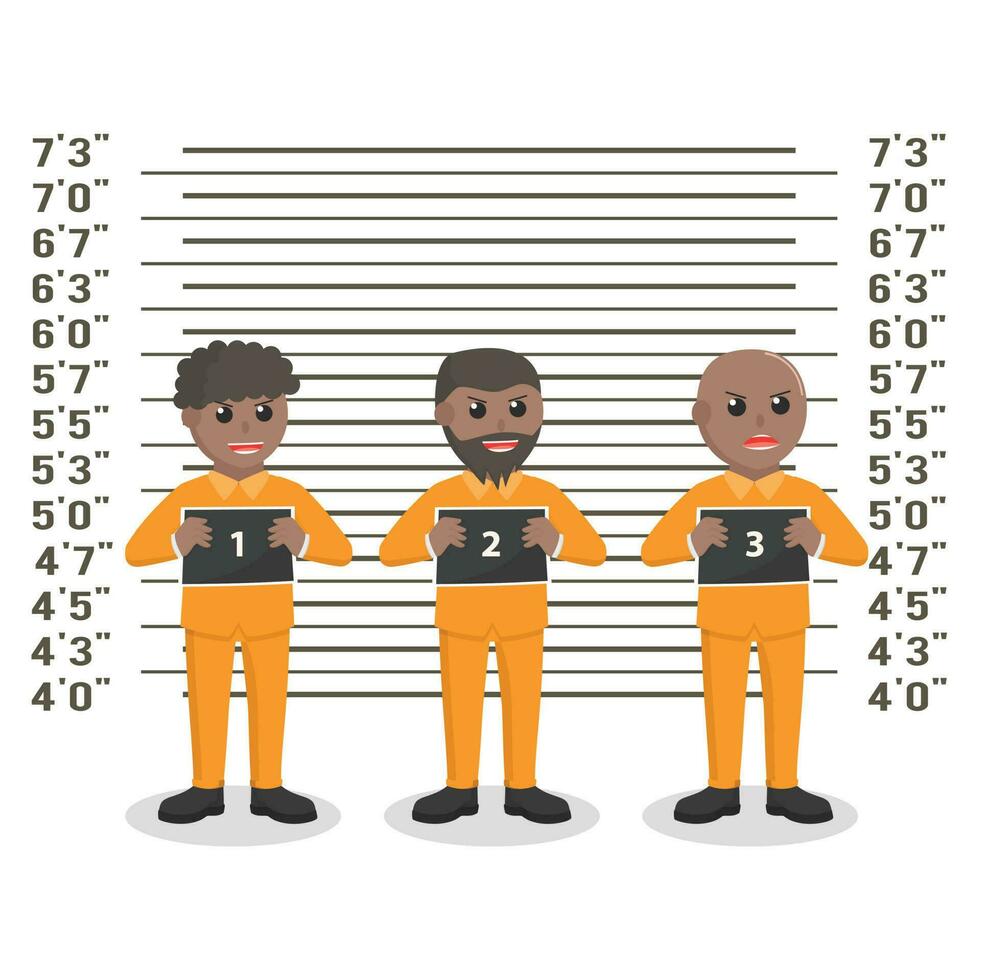 prisoner african suspect identification room design character on white background vector