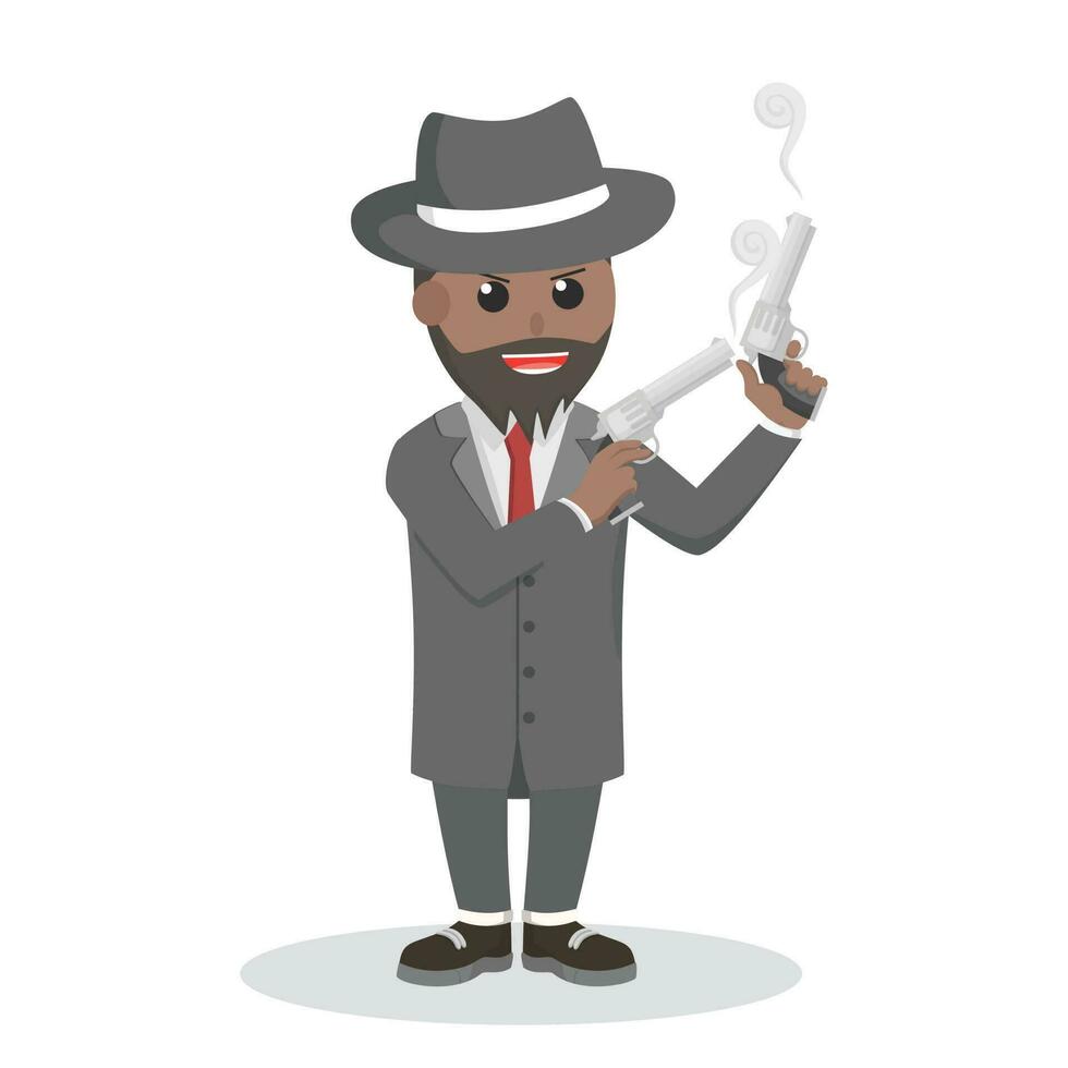 crime boss African holding dual gun design character on white background vector