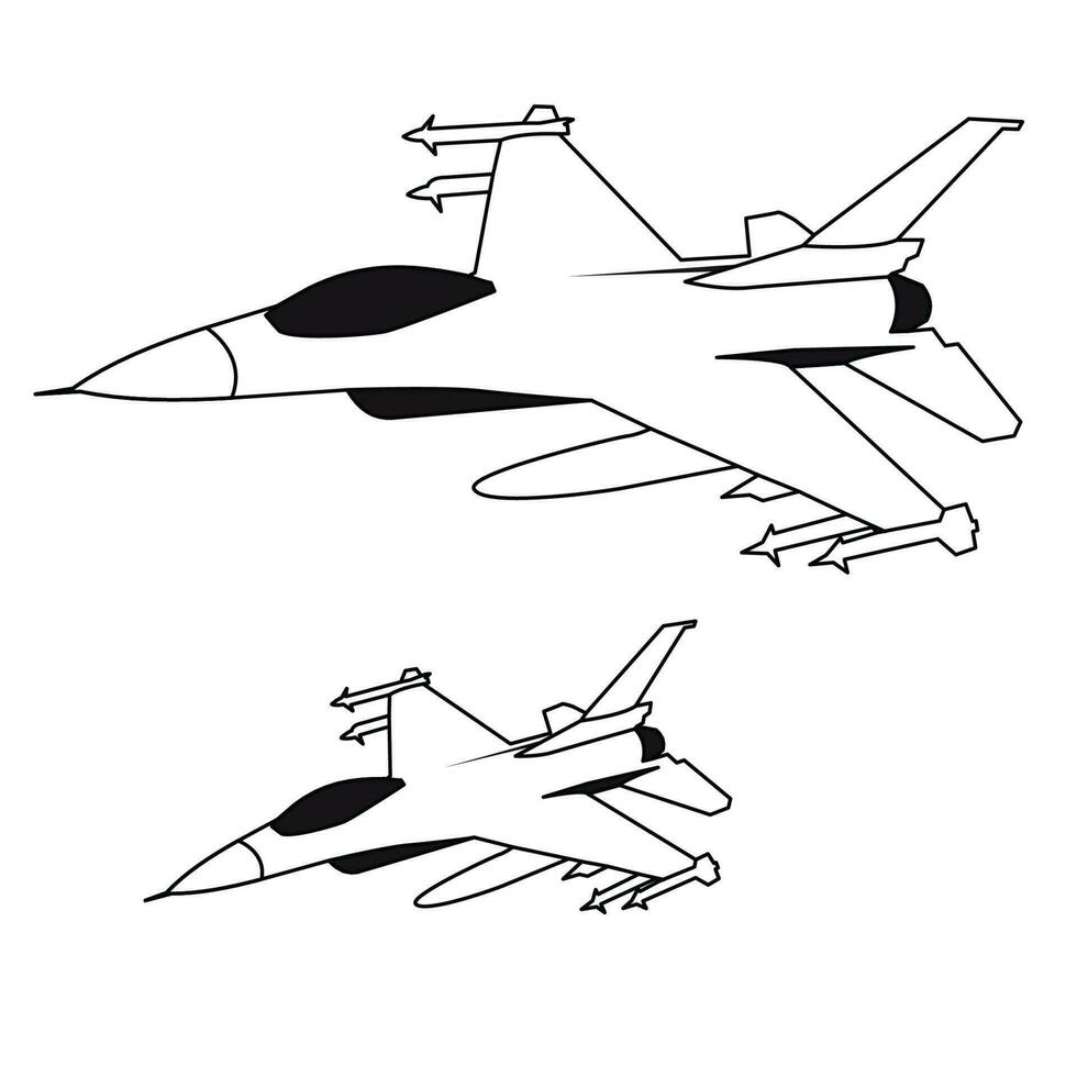 jet fighter flying black and white vector