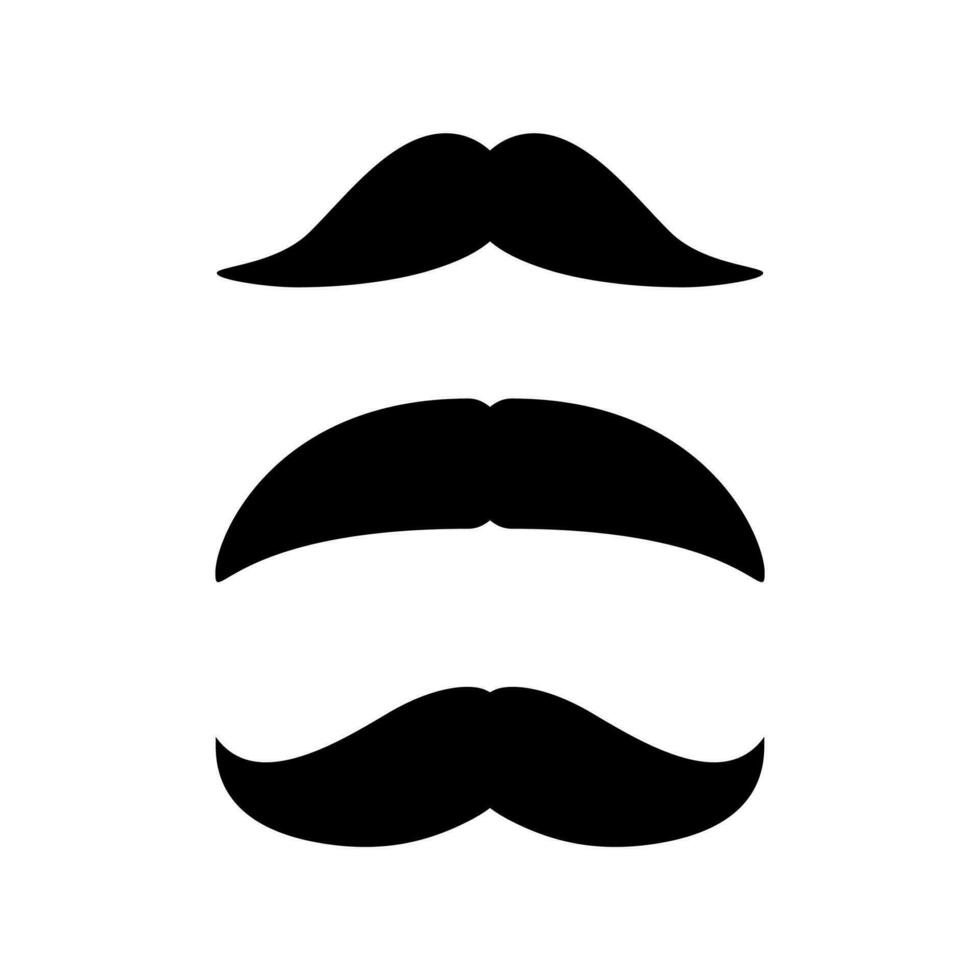 Set of Mustaches. Black silhouette of moustaches. Vector illustration isolated on white