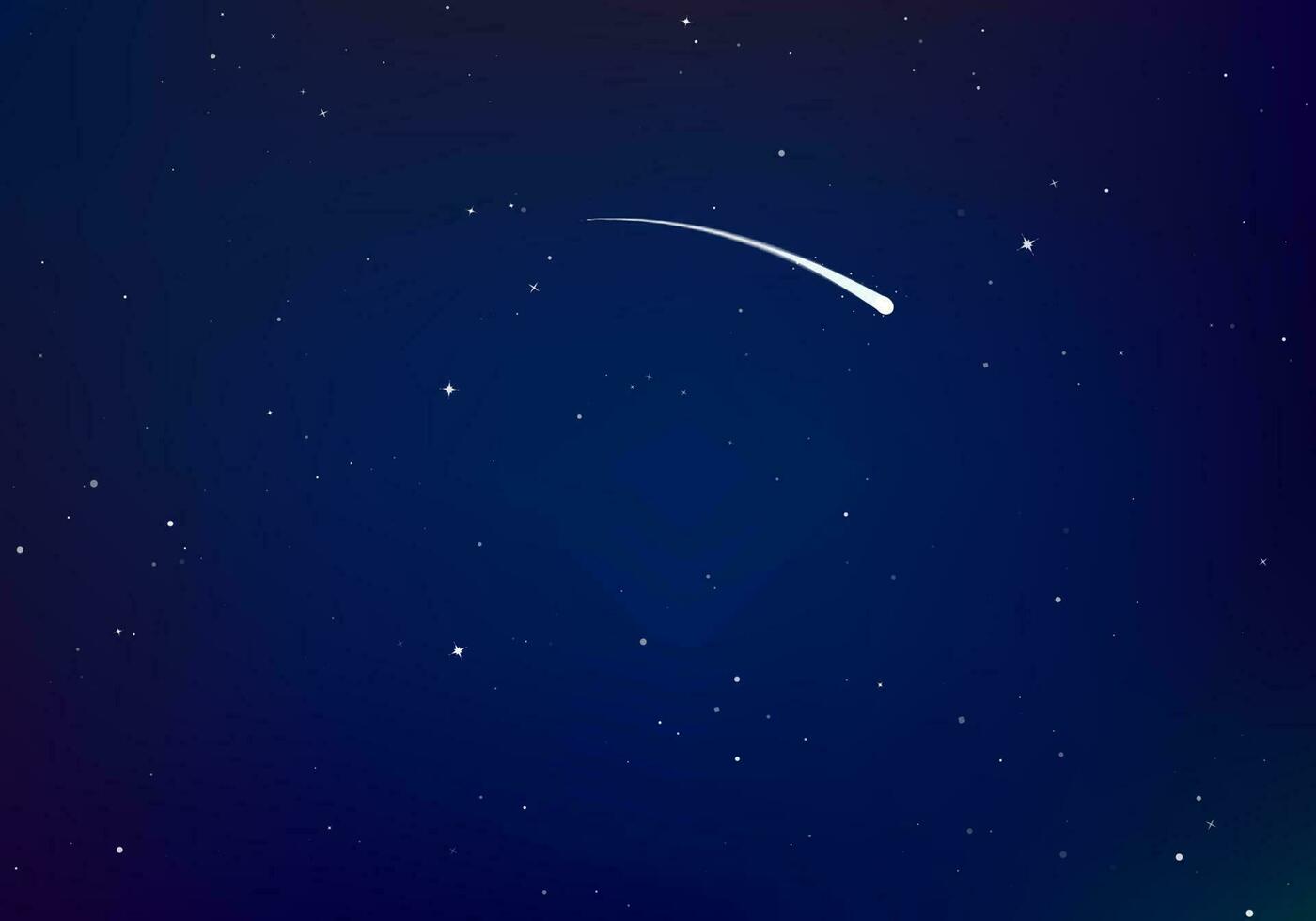 estrellado cielo con cometa color antecedentes. infinito de universo. oscuro noche cielo. espacio con brillante estrellas. vector