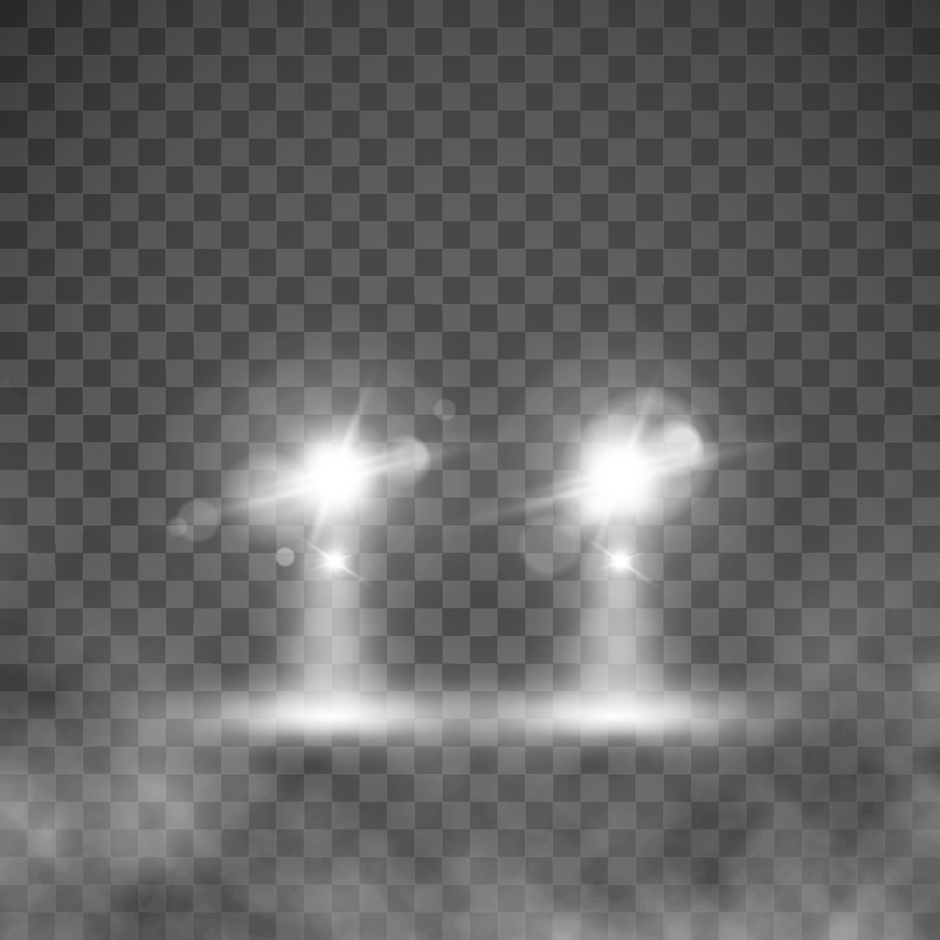 Car lights. automobile headlight. Vehicle headlight in fog. Vector