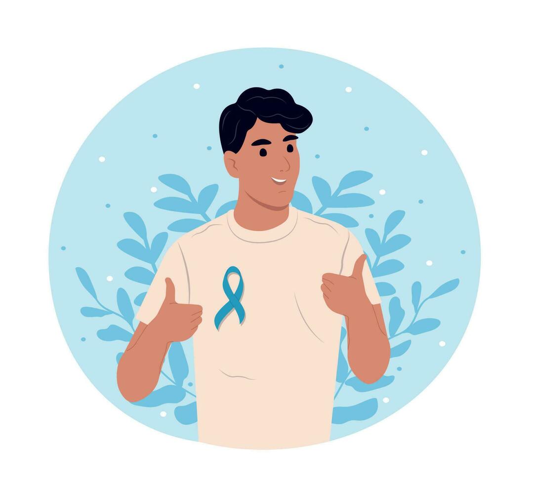 International Men's Day banner. Happy man shows gesture with hands vector