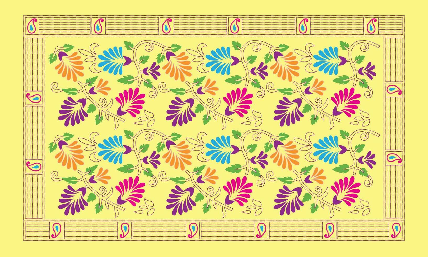 Colorful flowers and beautiful leaves Frame and background vector. vector