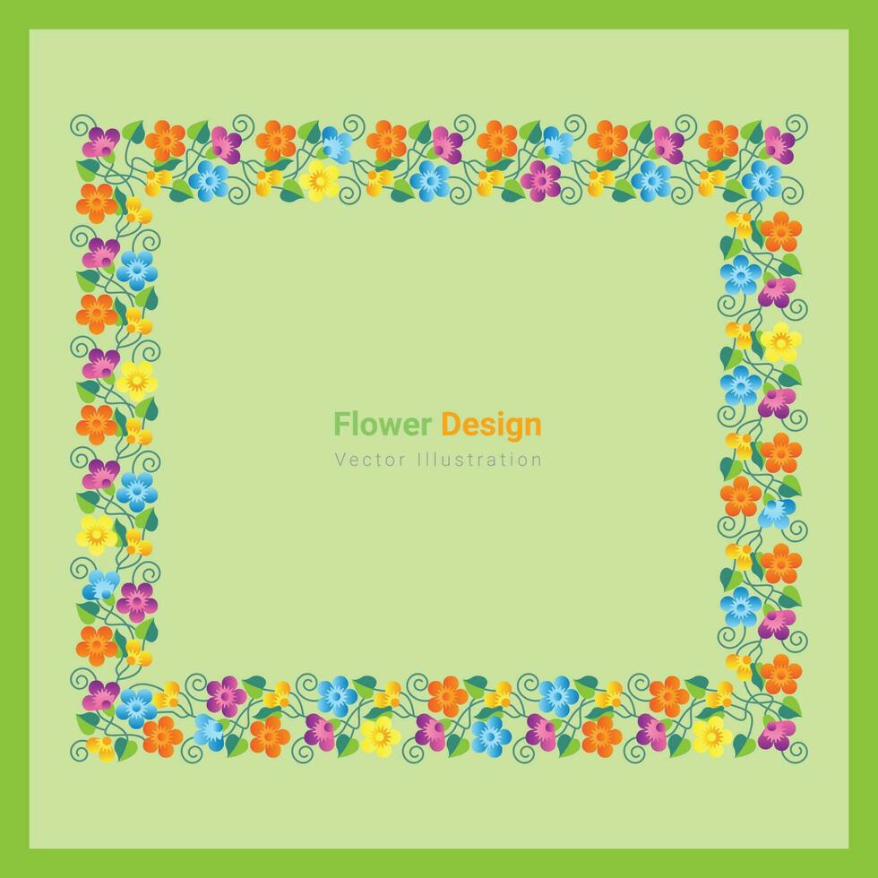 Colorful flowers and beautiful leaves Frame and background vector. vector