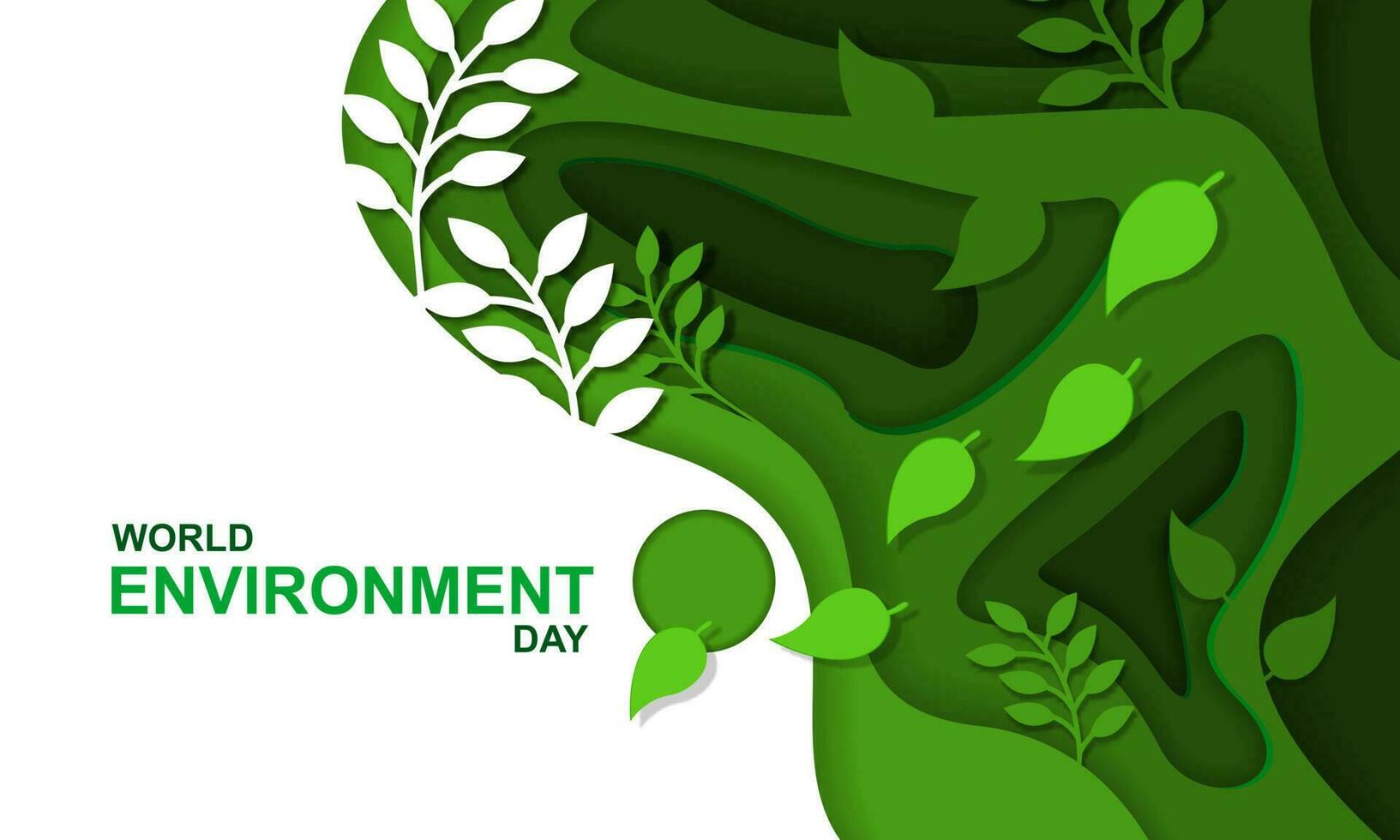 mundo ambiente día - verde rama y hojas antecedentes vector diseño