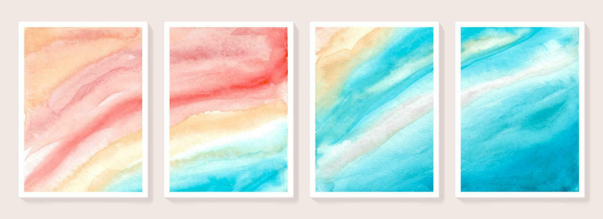 Set of watercolor cover template. Hand drawn textured background. vector