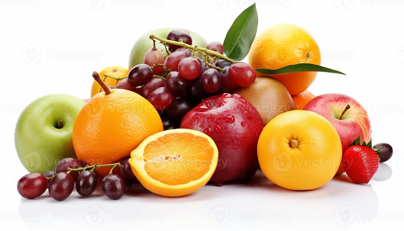 Fresh fruits isolated on white background. photo