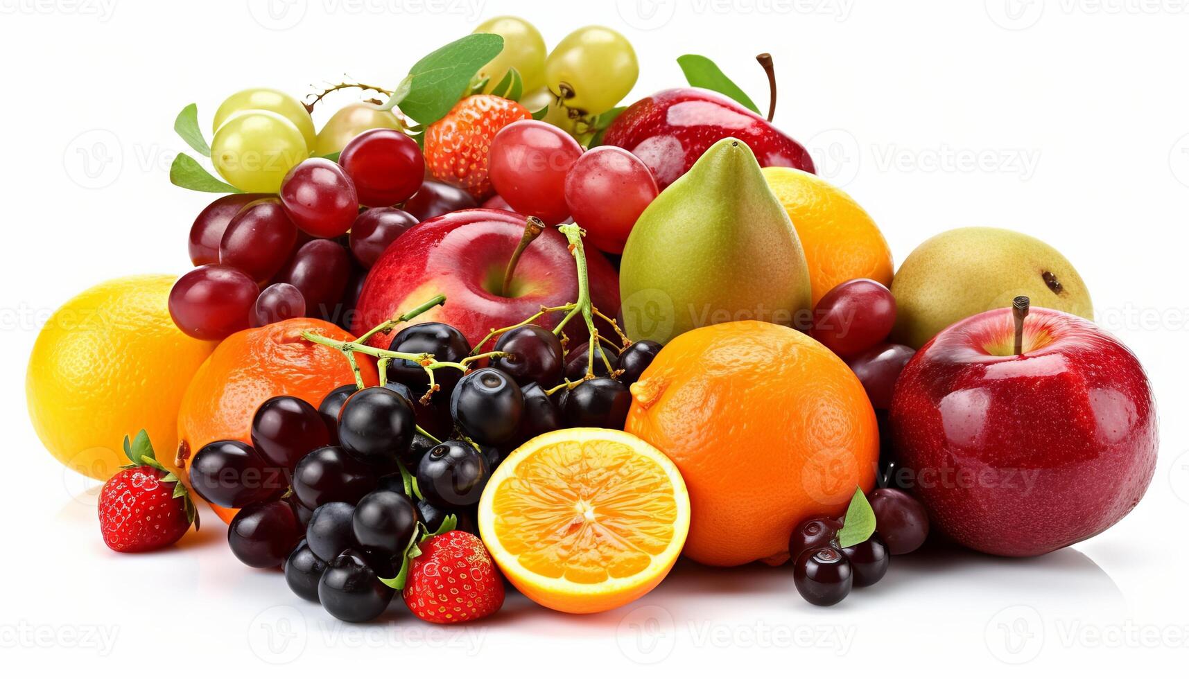 Fresh fruits isolated on white background. photo