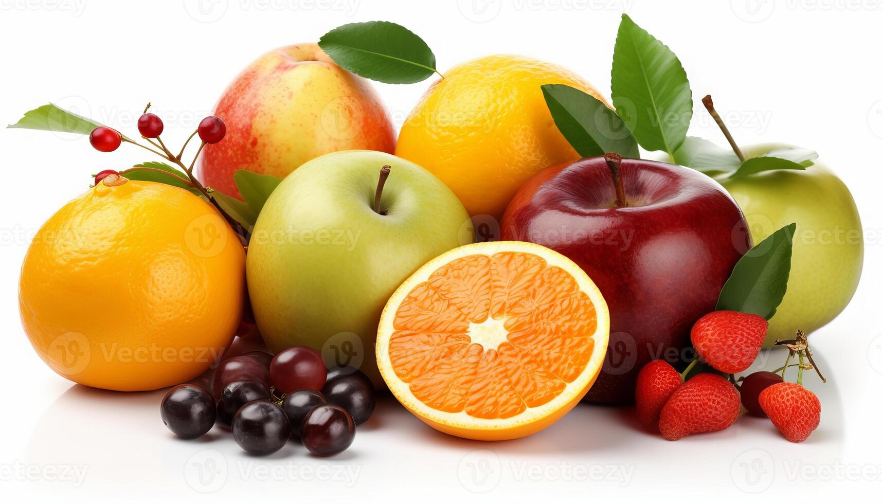 Fresh fruits isolated on white background. photo
