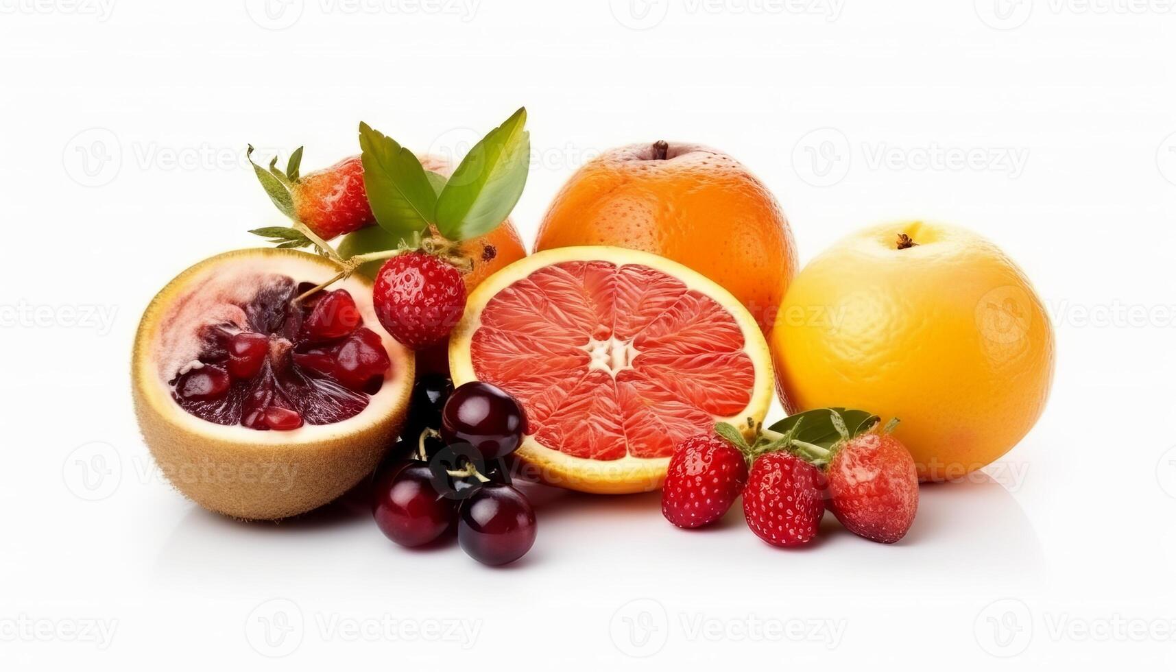 Fresh fruits isolated on white background. photo