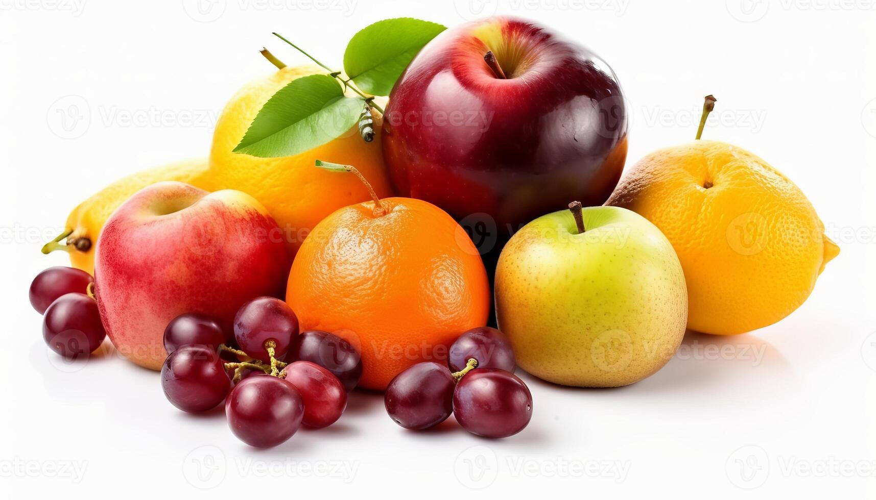 Fresh fruits isolated on white background. photo
