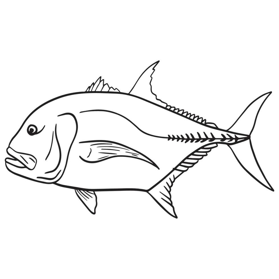 Tuna fish outline art ,good for graphic design resources, posters, banners, templates, prints, coloring books and more. vector