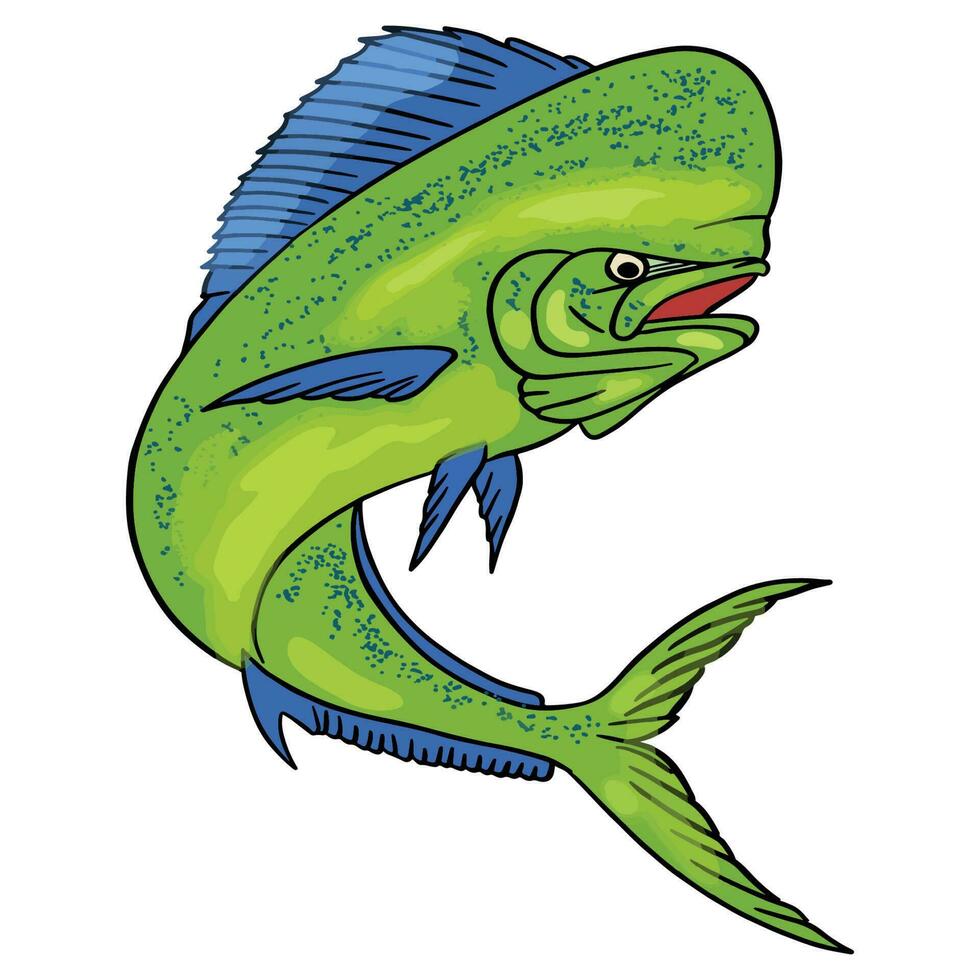 verde mahi pescado ,bien para gráfico diseño recursos, carteles, pancartas, plantillas, huellas dactilares, colorante libros y más. vector