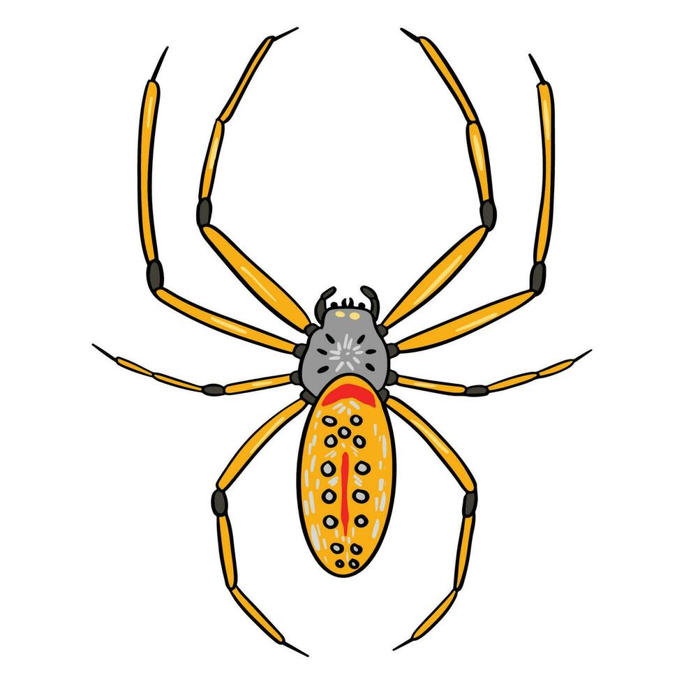 Golden yellow web spider ,good for graphic design resources, posters, banners, templates, prints, coloring books and more. vector