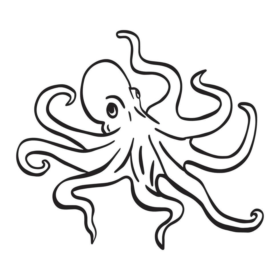 Octopus outline art ,good for graphic design resources, posters, banners, templates, prints, coloring books and more. vector