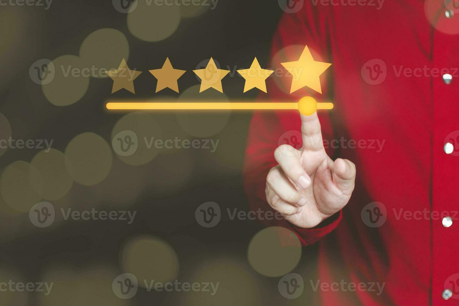 Customer service and Satisfaction concept Men are rating satisfaction in online surveys. to assess the quality of service for use in making improvements and development of service providers photo