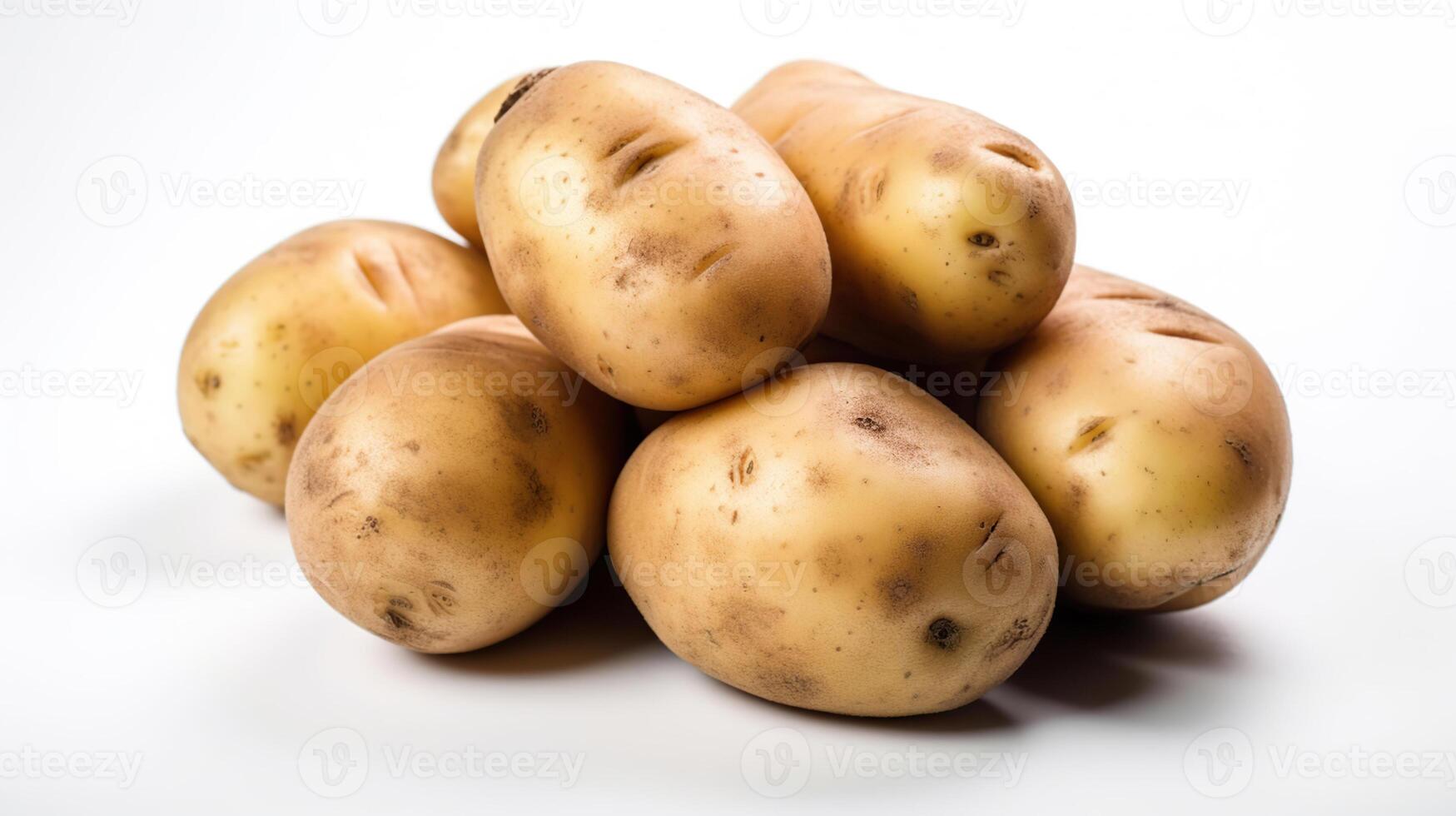 Fresh organic potatoes isolated on white background. front of view, photo