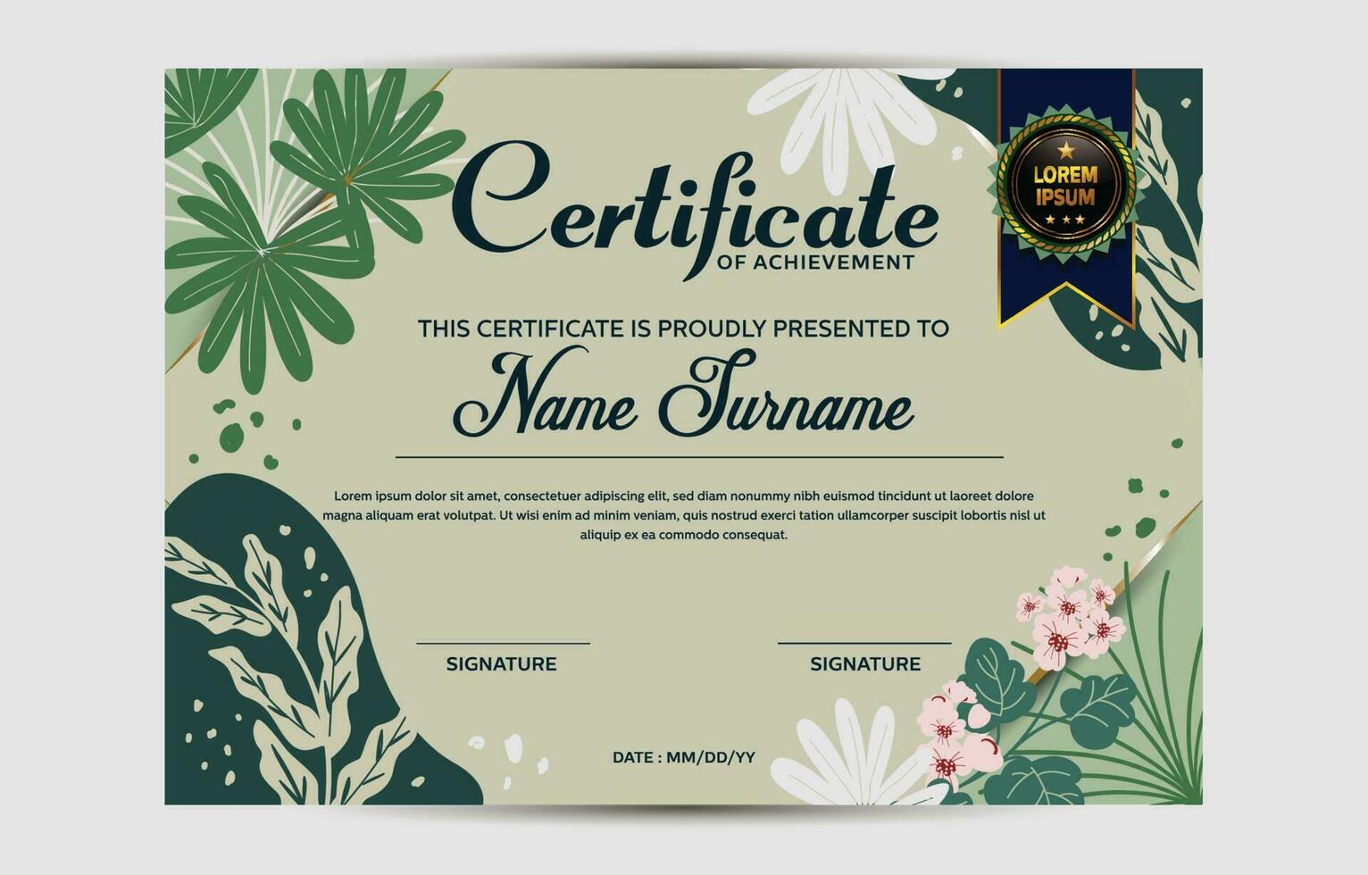 Template of Modern Professional Certificate of Appreciation vector