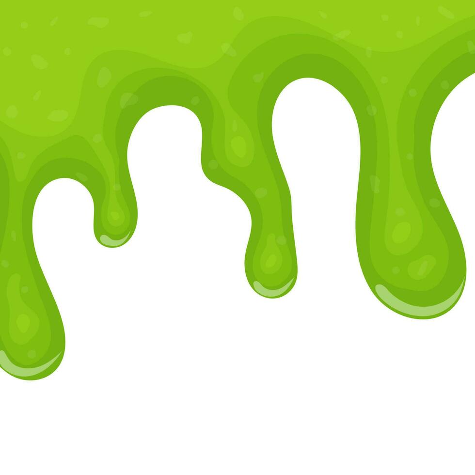 Green dripping liquid slime on white background. Vector illustration