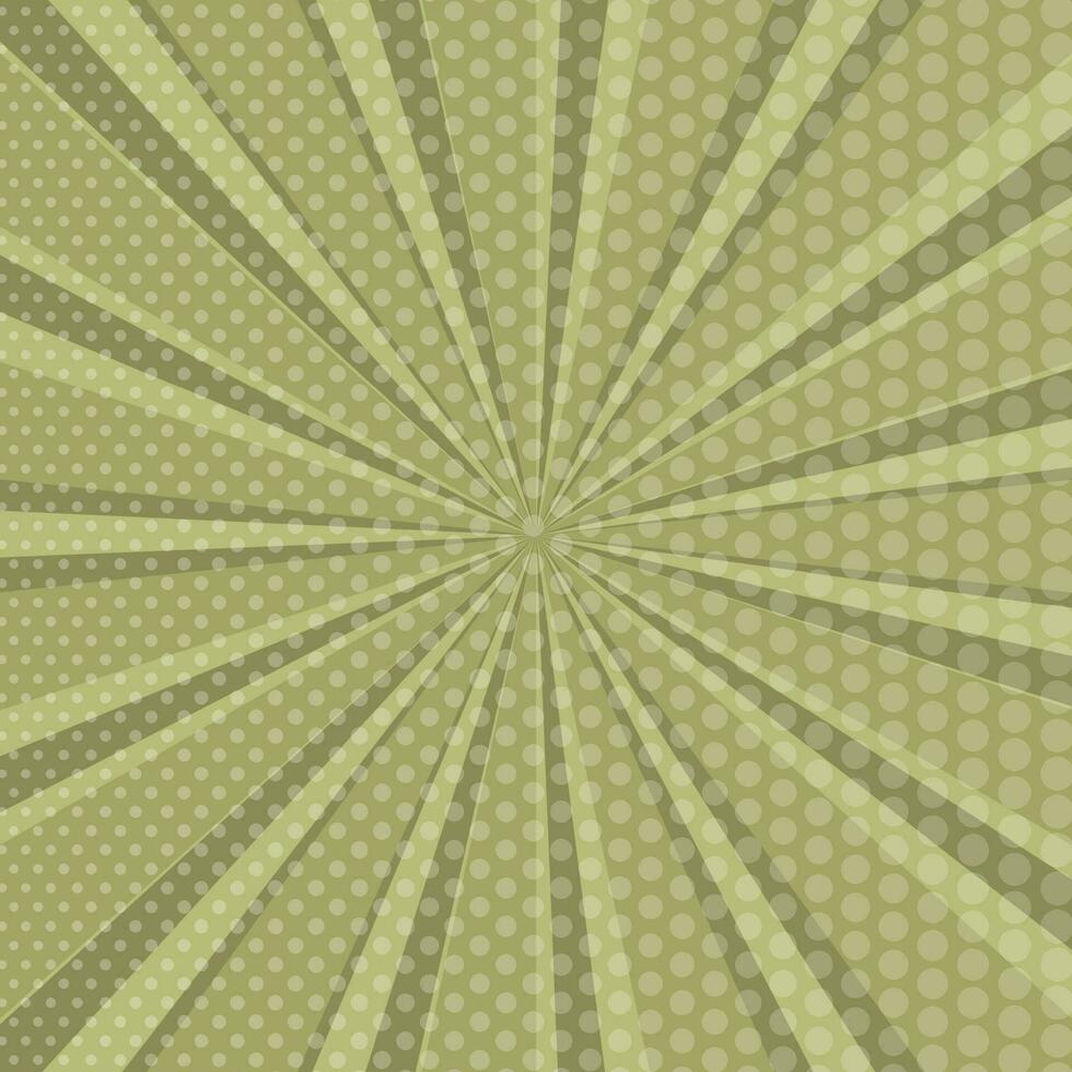 Khaki comic book page background in pop art style with empty space. Template with rays, dots and halftone effect texture. Vector illustration