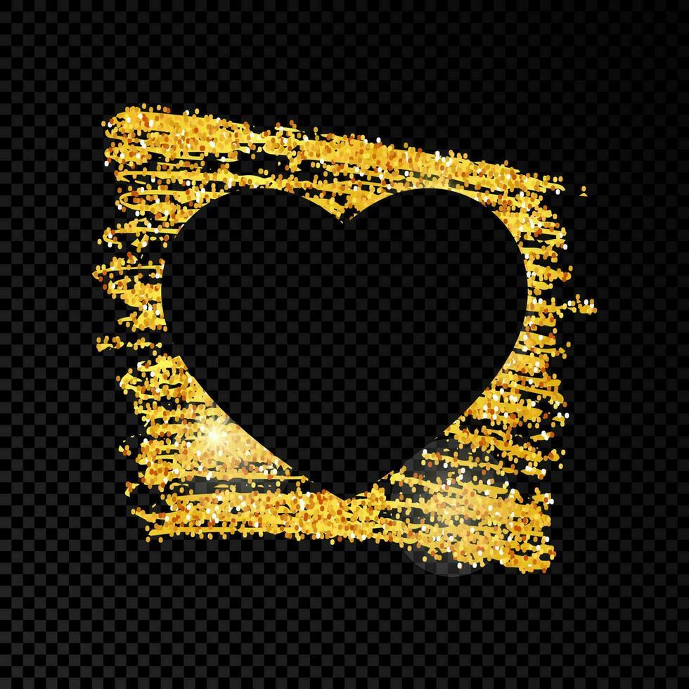 Heart on golden glittering scribble paint on dark vector