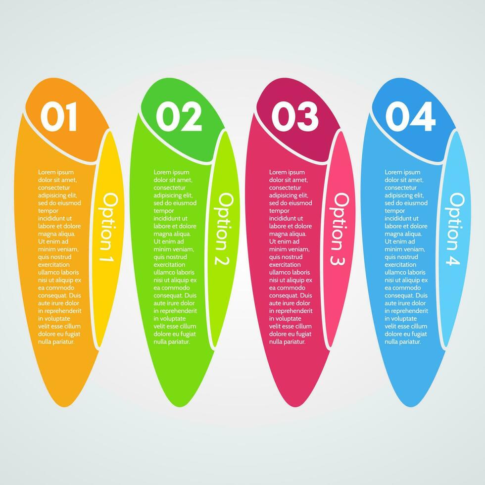 Four elements of infographic design. Step by step infographic design template. Vector illustration