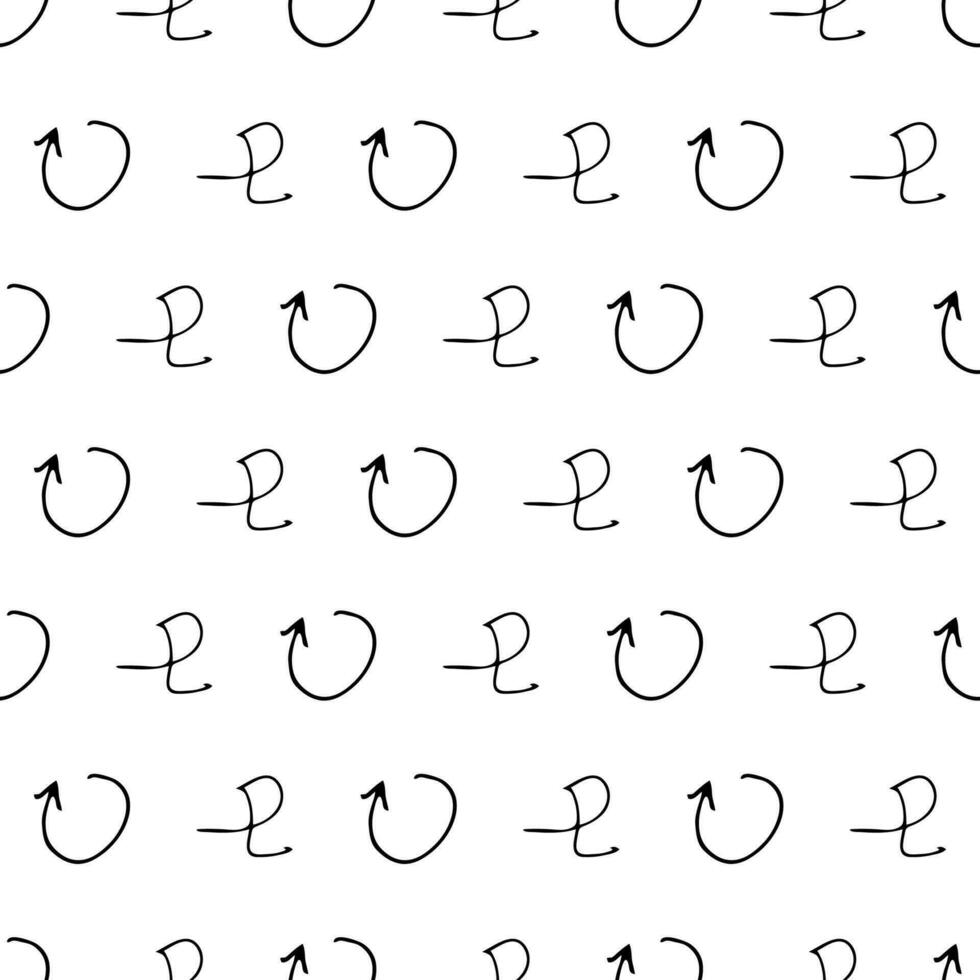 Seamless pattern with black pencil brushstrokes in abstract shapes on white background. Vector illustration