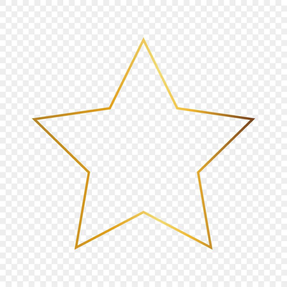 Gold glowing star shape frame isolated on background. Shiny frame with glowing effects. Vector illustration.