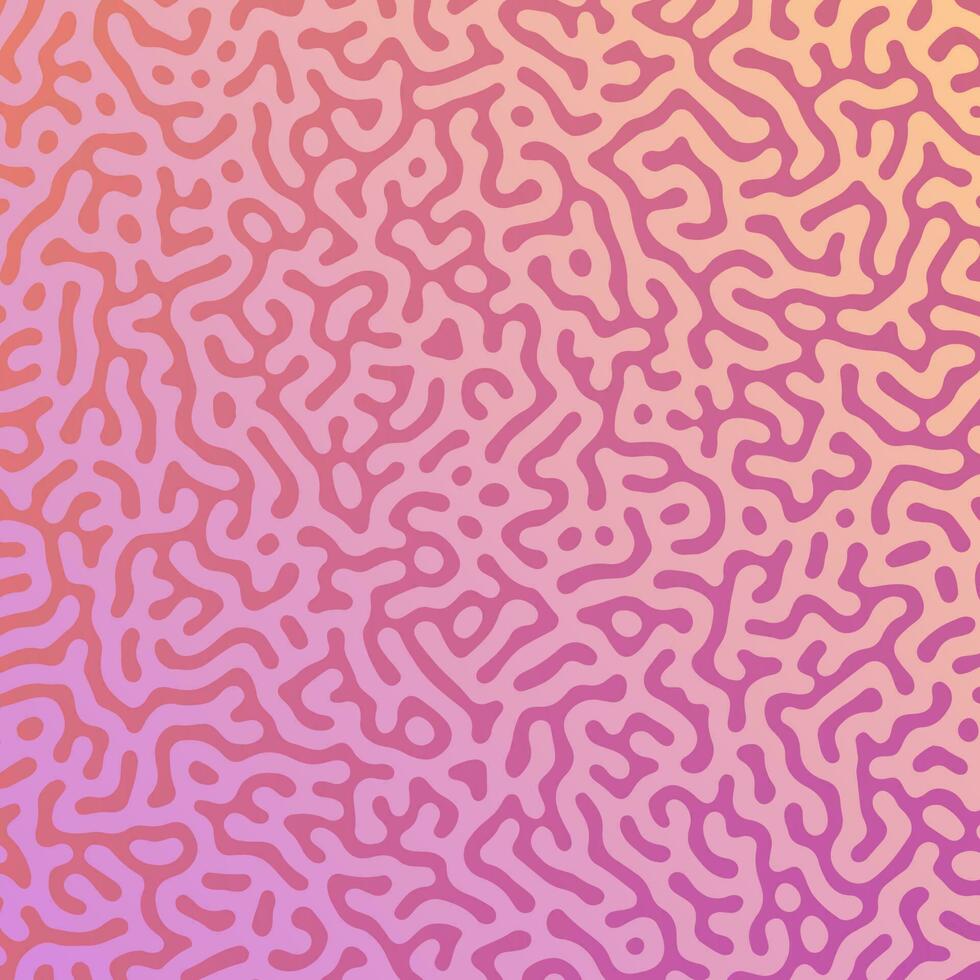 Pink Turing reaction gradient background. Abstract diffusion pattern with chaotic shapes. Vector illustration.